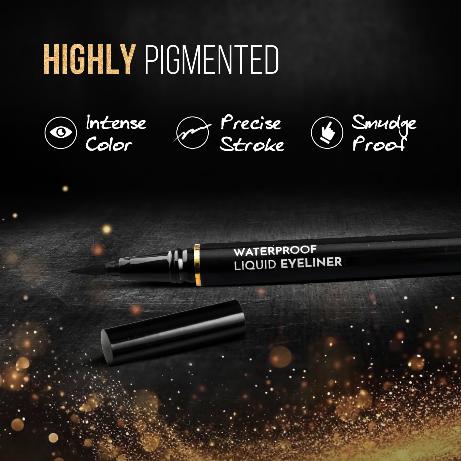 Gleva Liquid Eyeliner Pen Eye Makeup Waterproof Smudge proof - Black