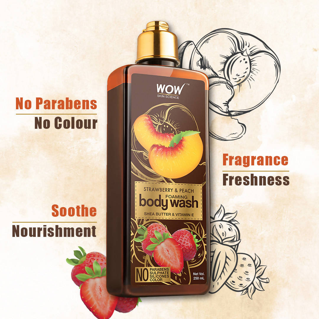 Wow Skin Science Strawberry & Peach Foaming Body Wash - Drmedicart