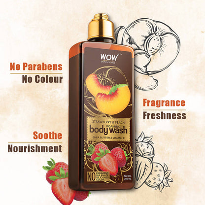 Wow Skin Science Strawberry & Peach Foaming Body Wash - Drmedicart