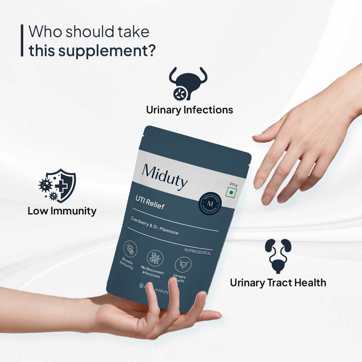 Miduty by Palak Notes UTI Relief with D-Mannose And Cranberry-Vanilla Flavor