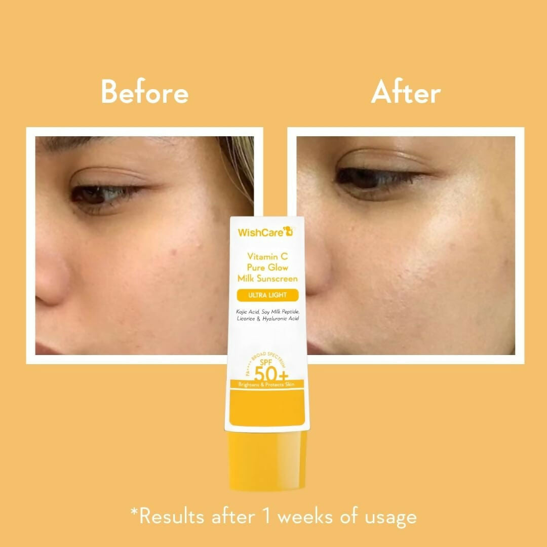 Wishcare Vitmain C Pure Glow Milk Sunscreen SPF 50 - Drmedicart