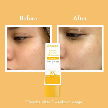 Wishcare Vitmain C Pure Glow Milk Sunscreen SPF 50 - Drmedicart