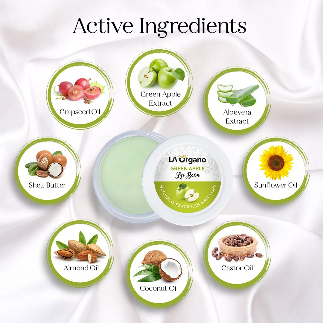 LA Organo Green Apple Lip Balm For Dry Chapped Lips - DrMediCart