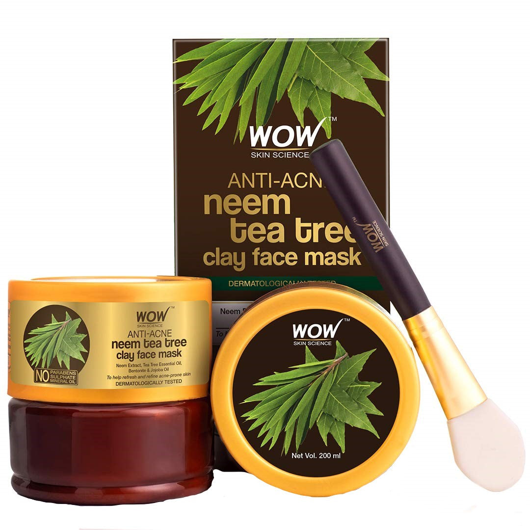 Wow Skin Science Anti-Acne Neem & Tea Tree Clay Face Mask - Drmedicart