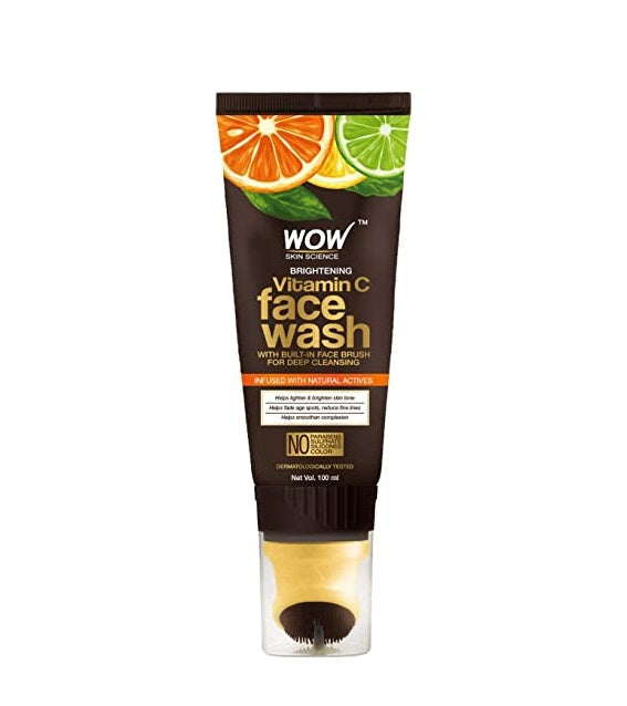 Wow Skin Science Brightening Vitamin C Foaming Face Wash Gel with Built-In Face Brush For Deep Cleansing - Drmedicart
