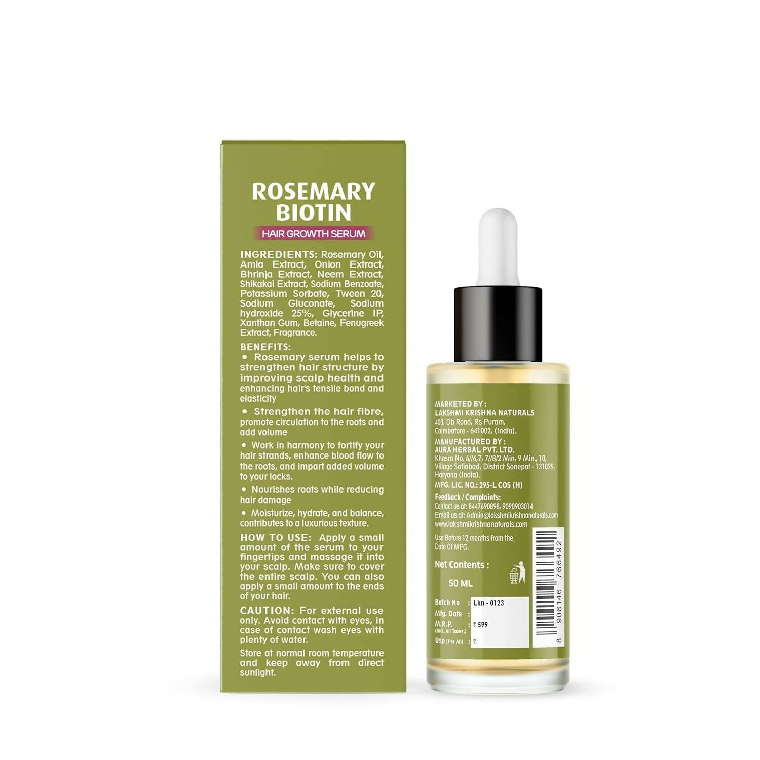Lakshmi Krishna Naturals Rosemary Biotin Hair Growth Serum