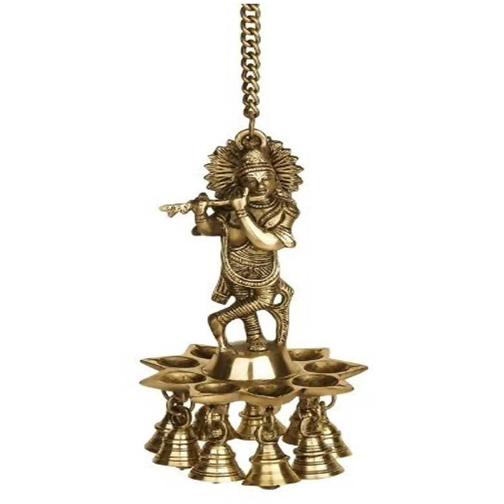 Buy Puja N Pujari Krishna Hanging Diya with Bells For Pooja Room