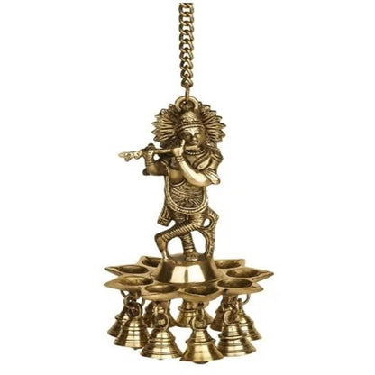 Buy Puja N Pujari Krishna Hanging Diya with Bells For Pooja Room