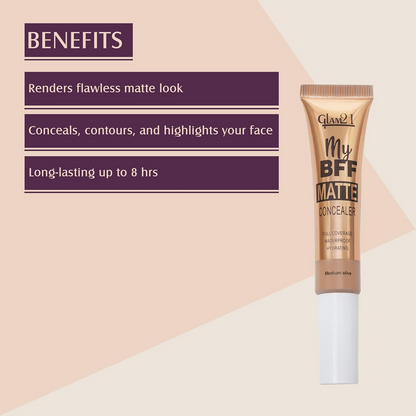 Glam21 My BFF Matte Liquid Concealer For All Skin Tone Matte Finish - Medium Olive