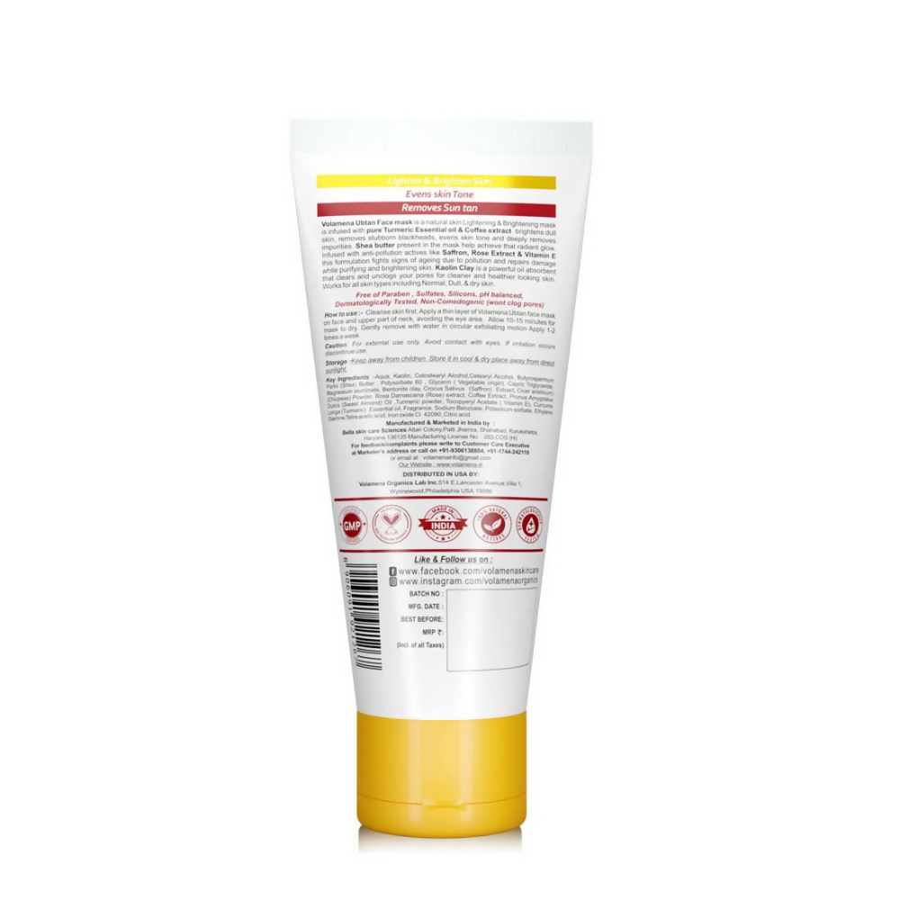 Volamena Ubtan Face Mask With Turmeric Rose & Saffron