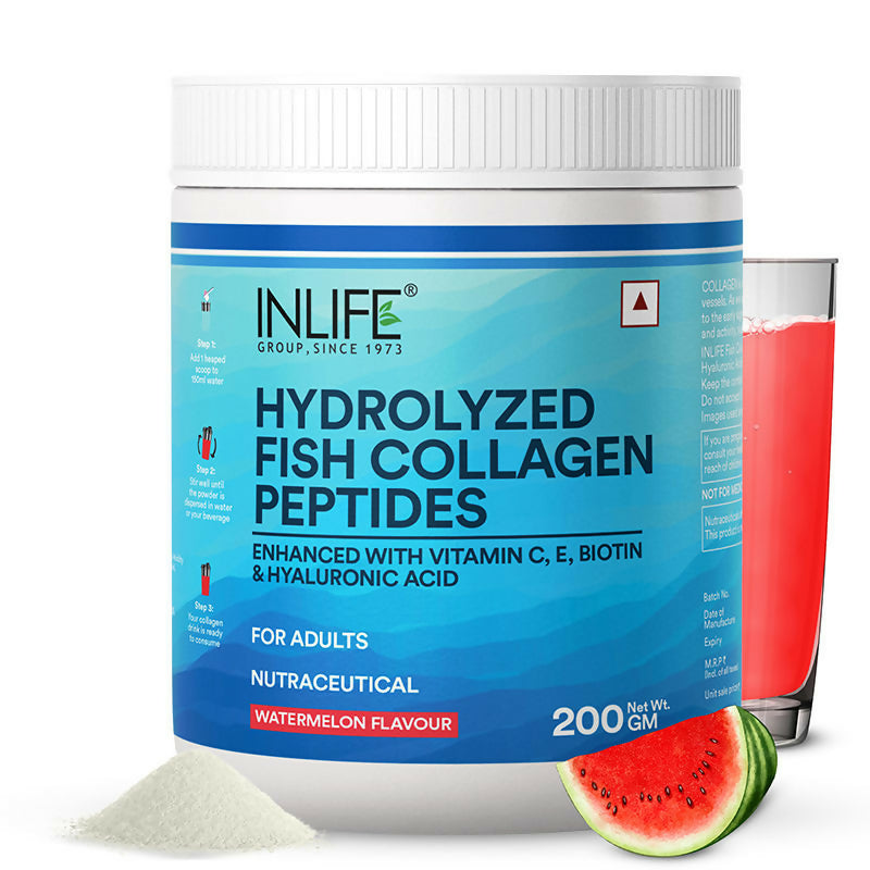 Inlife Hydrolyzed Fish Collagen Peptides Powder - Watermelon