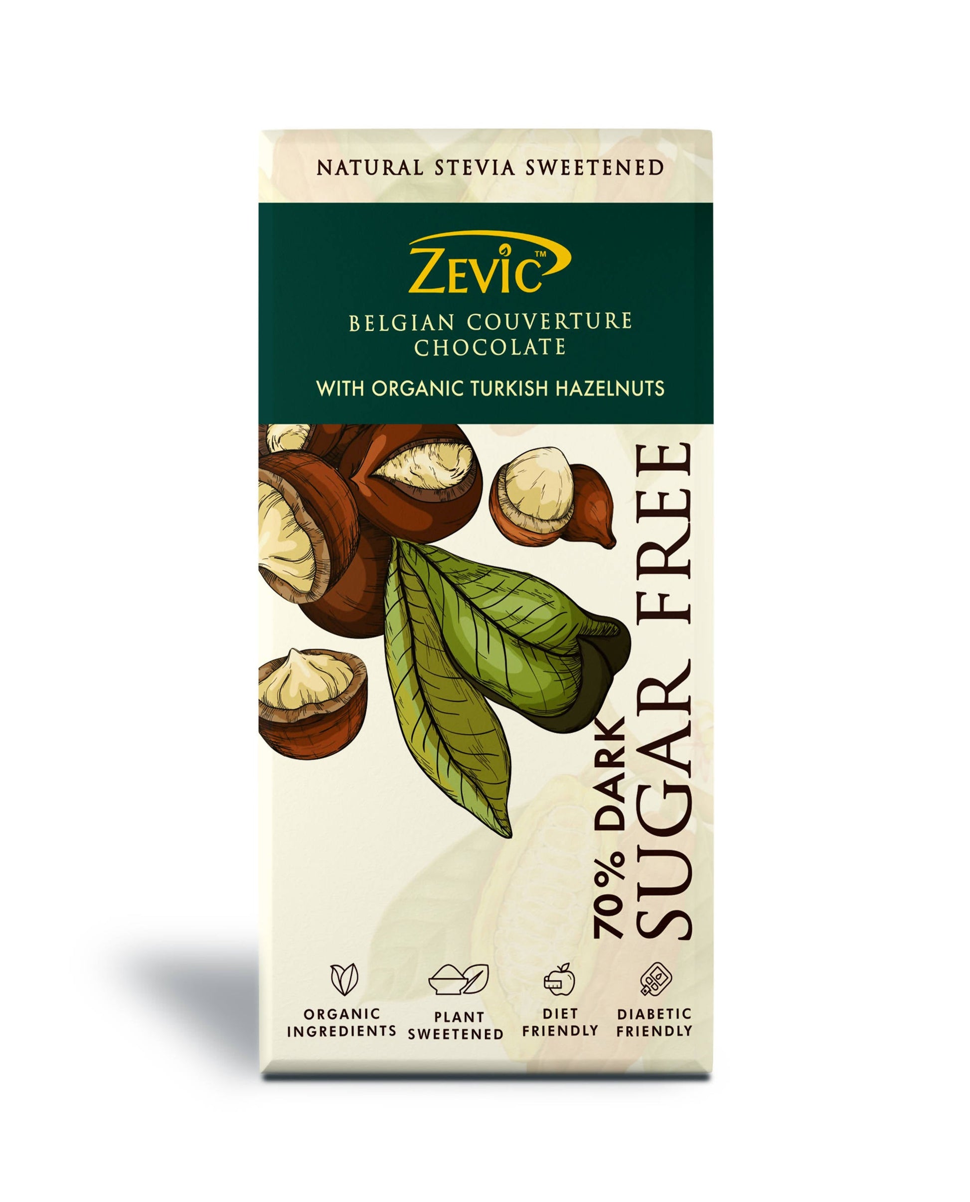 Buy Zevic 70% Dark Belgian Couverture Chocolate with Organic Turkish Hazelnuts from DrMediCart