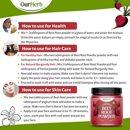 OurHerb Beetroot Powder Pure & Natural For Face And Hair