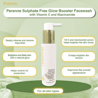 Perenne Sulphate Free Glow Booster Facewash With Vitamin C And Niacinamide