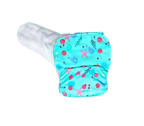 Kindermum Nano Aio Cloth Diaper With 2 Organic Cloth Insert- Seashore For Kids