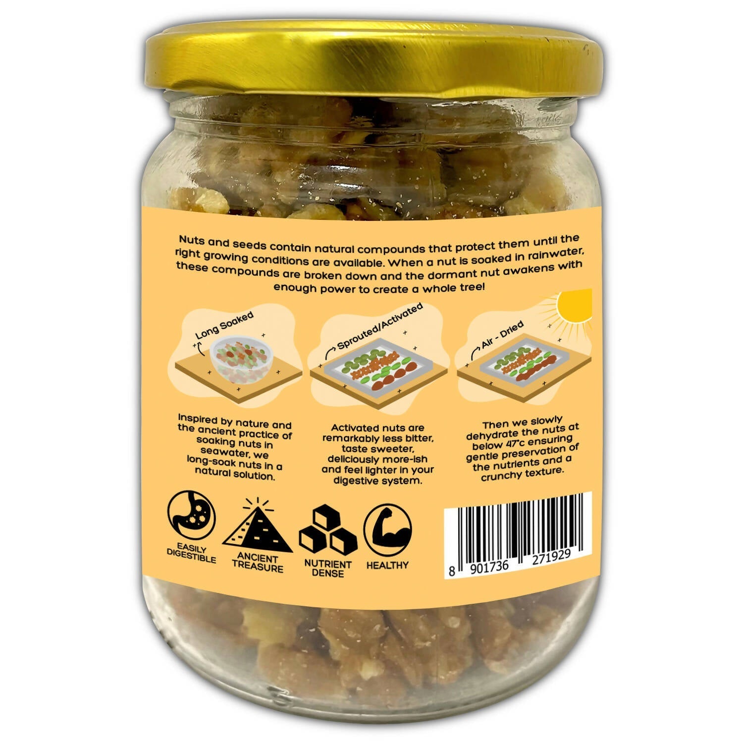D-Alive Activated/Sprouted Walnuts - Mildly Salted - Drmedicart