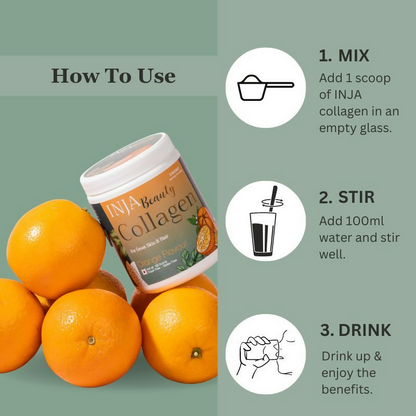 Inja Beauty Collagen For Skin- Hair & Nails- With Vit C- Glutathione- Biotin - Orange Flavour