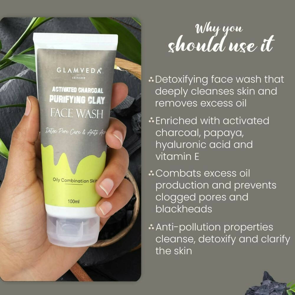 Glamveda Men Activated Charcoal Clay Detox & Anti Acne Face Wash - DrMediCart