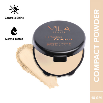 Mila Beaute Superstay Natural Matte Finish Perfecting Compact Powder with SPF 15 - Pure Beige