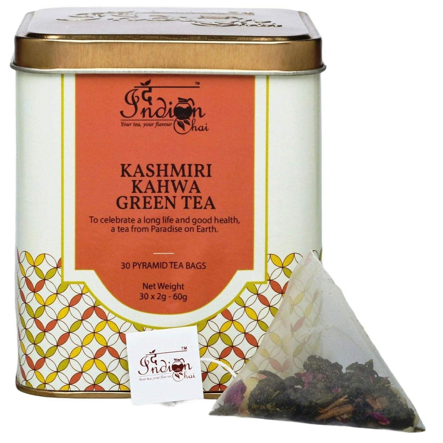 Buy The Indian Chai - Kashmiri Kahwa Green Tea 30 Pyramid Bags from DrMediCart