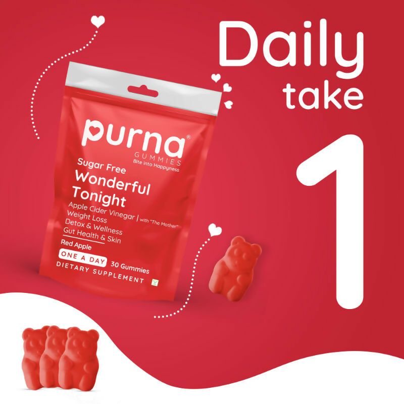 Purna Gummies Apple Cider Vinegar for Adults & Kids Better Digestion & Clear Skin