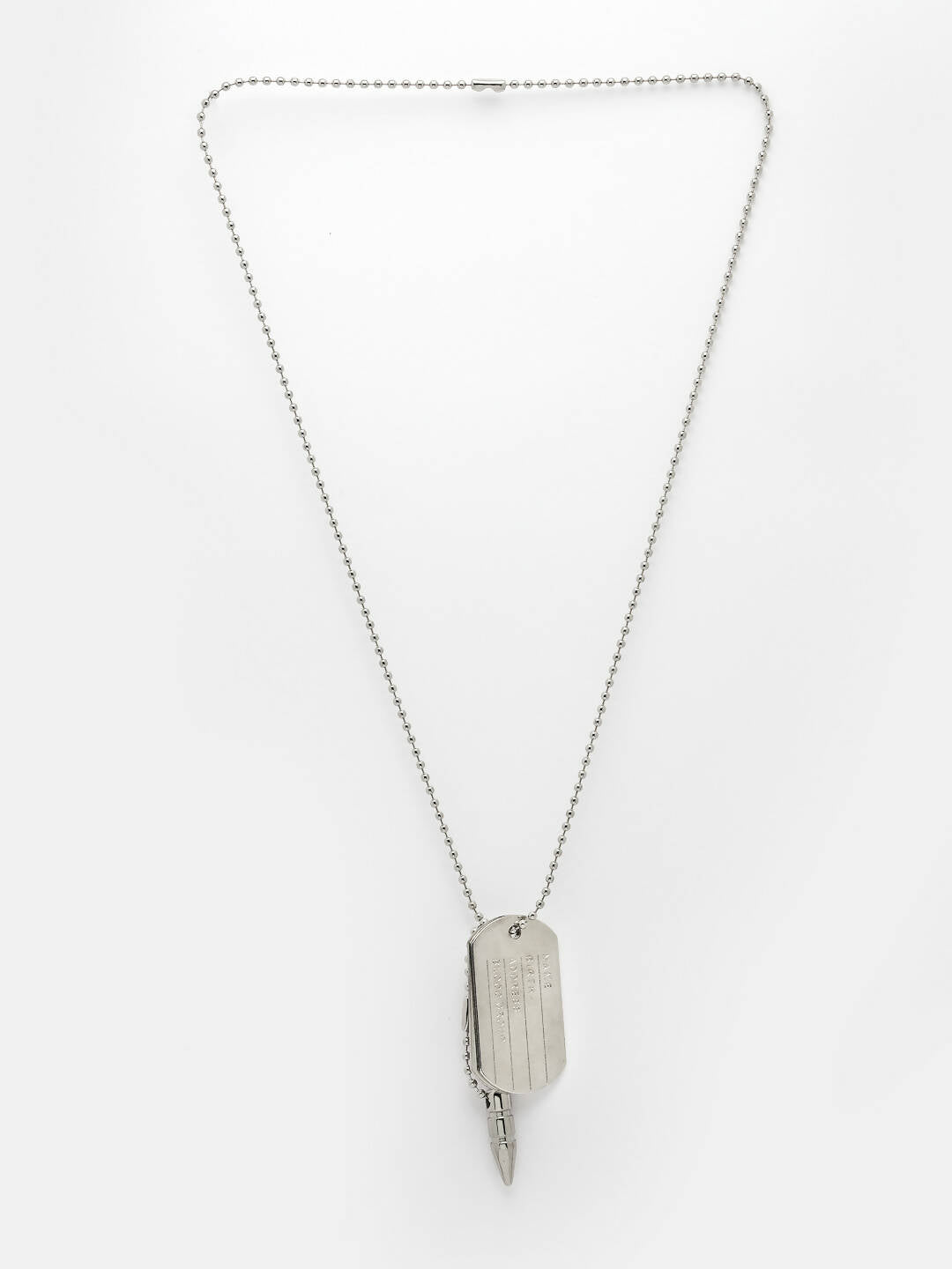 NVR Men Silver Plated Milletry Style Pendent With Chain