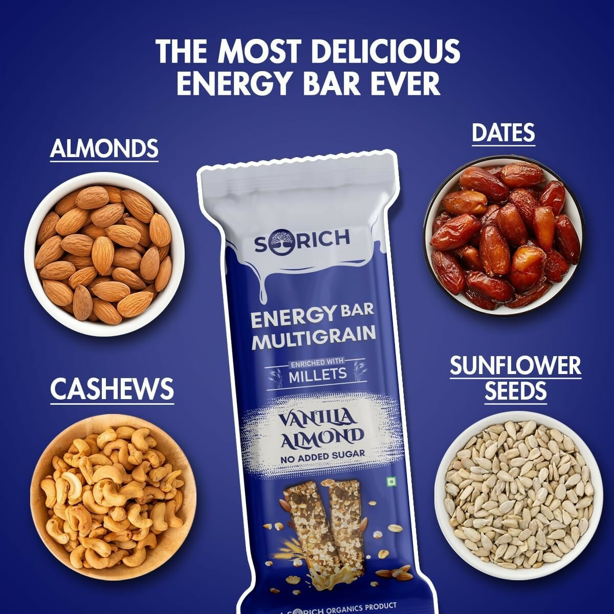 Sorich Organics Multigrain Energy Mini Bars Vanilla Almond