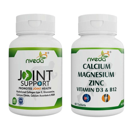 Nveda Joint Support Tablets and Calcium, Magnesium, Zinc, Vit D & B12 Tablets Combo