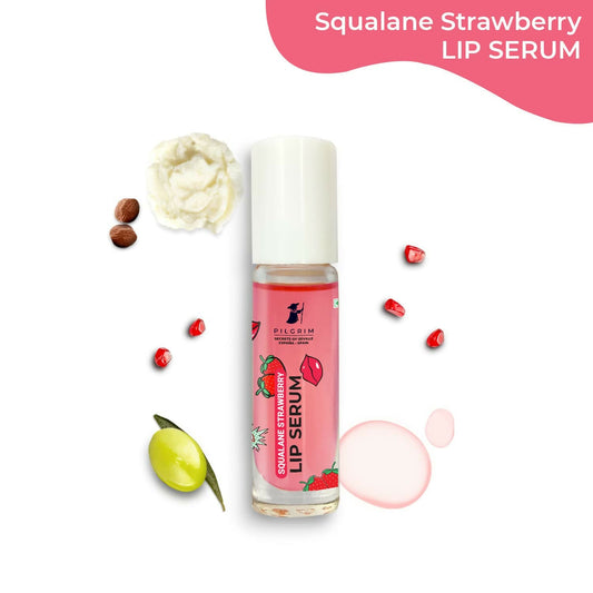 Buy Pilgrim Spanish Lip Serum (Strawberry) with Roll-on For Visibly Plump Lips, Hydrating Lip Serum For Dark Lips from DrMediCart, Ship from India to USA