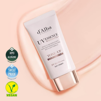 d'Alba Piedmont Italian White Truffle Waterfull Tone-Up Sunscreen Vegan Skincare Tinted Moisturizer With Spf 50+ Pa+++