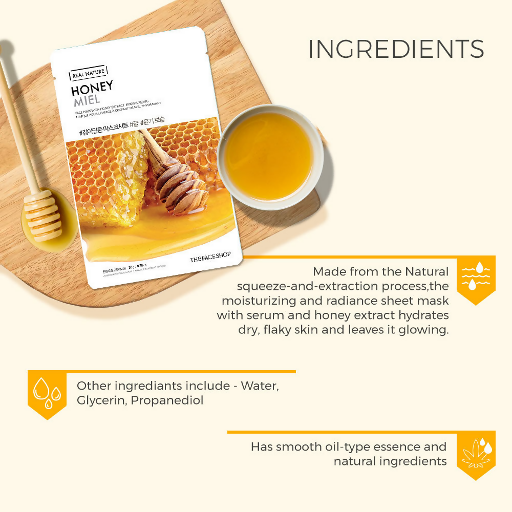 The Face Shop Real Nature Honey Miel Face Mask - Korean Skincare