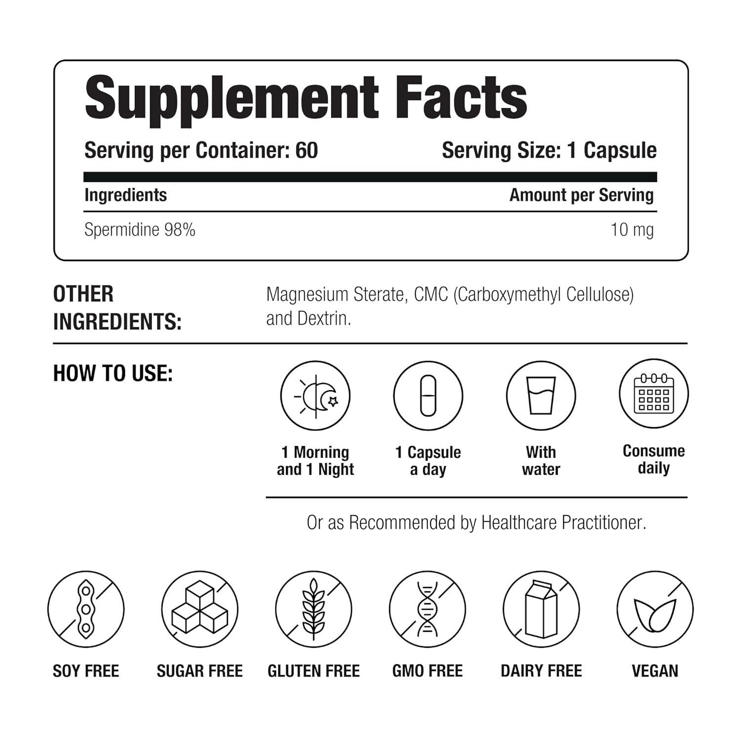 Decode Age 98% Spermidine Trihydrochloride Capsules