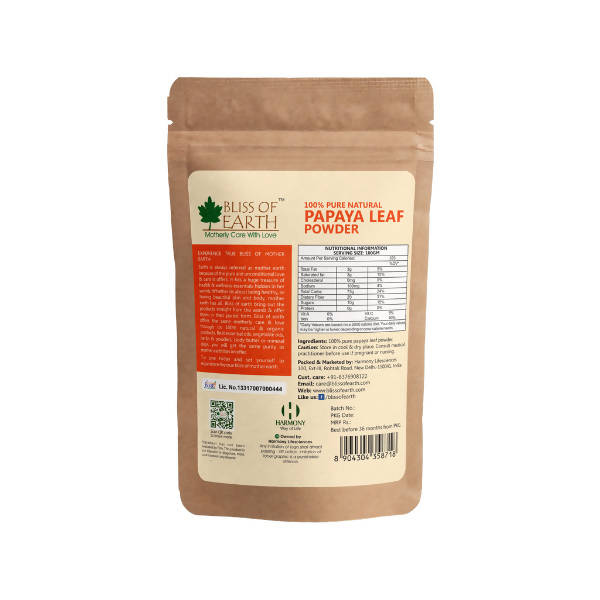 Bliss of Earth Genuine Pure Natural Papaya Leaf Powder