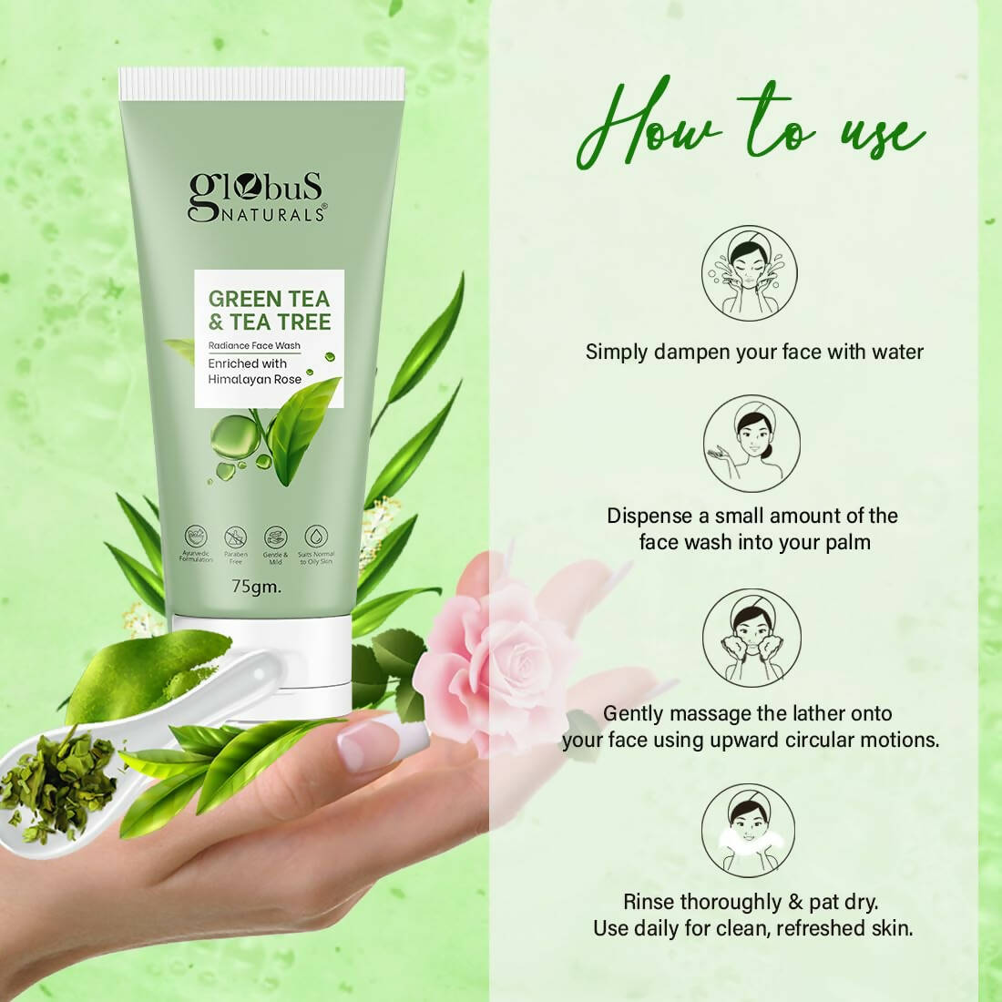 Globus Naturals Green Tea & Tea Tree Radiance Face Wash - DrMediCart