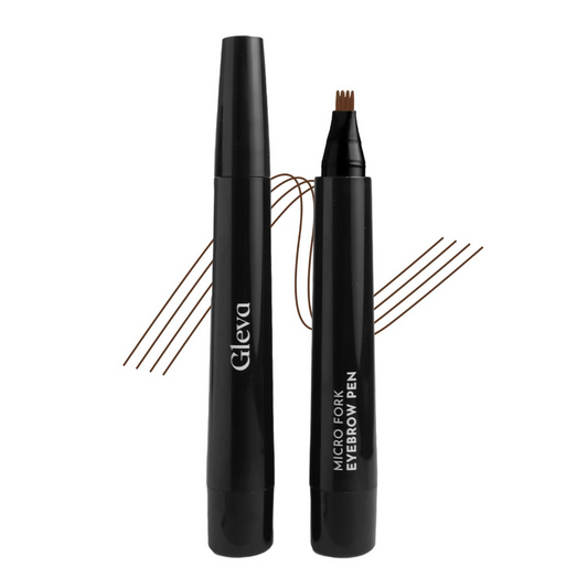 Gleva Eyebrow Pen with 4 Micro-Fork Tip Applicator - Dark Brown