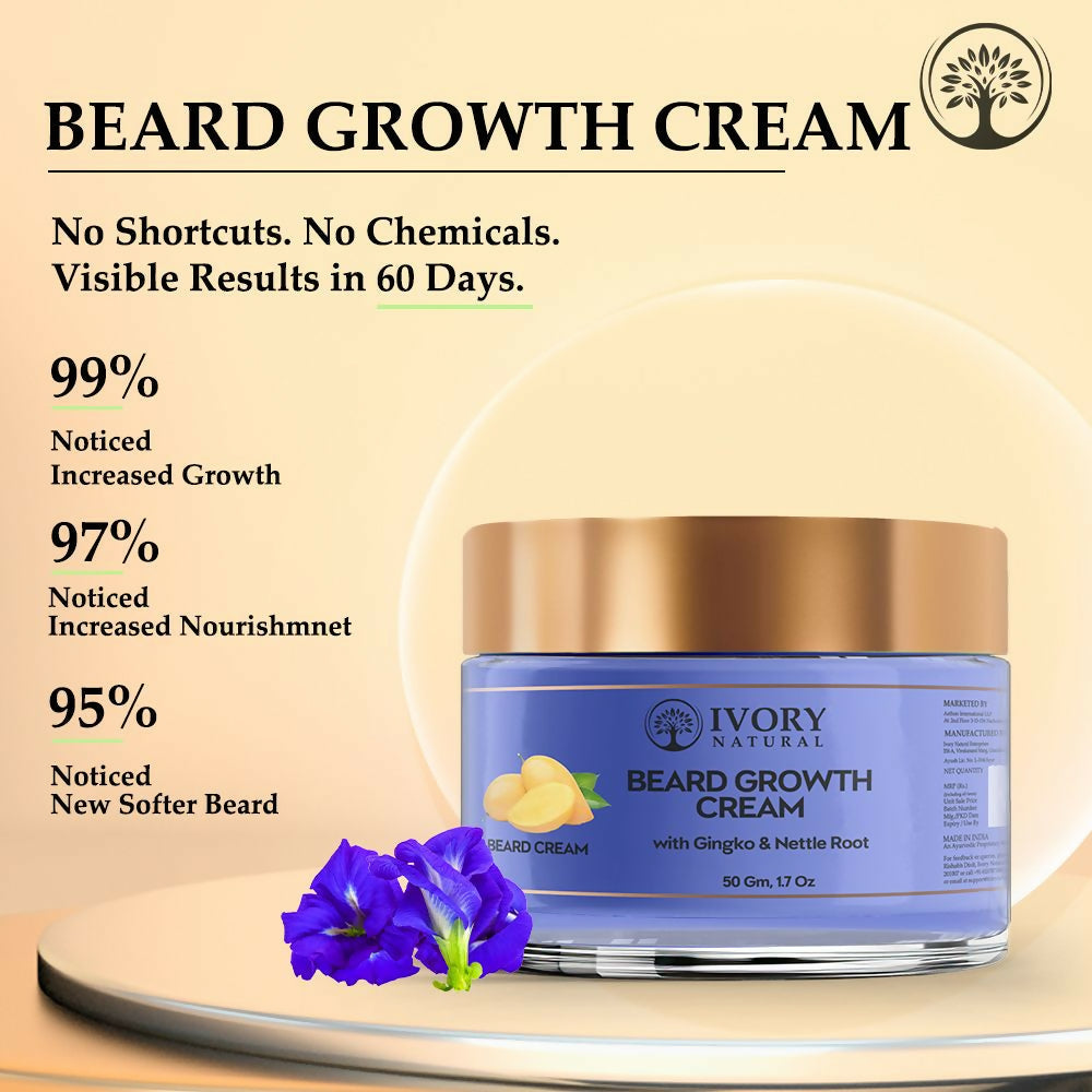 Ivory Natural Beard Growth Cream - Biotin Boosted Hair Follicle For New Hair Cycle