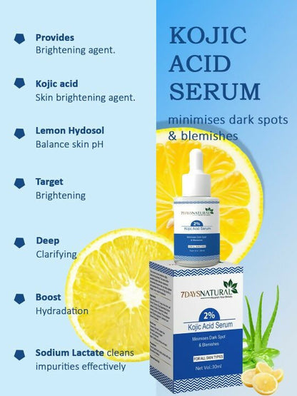 7 Days 2% Kojic Acid Face Serum with Niacinamide for Dark Spots Pigmentation