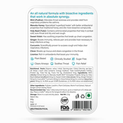 Wellbeing Nutrition Melts instant Throat Relief Oral Strips-Soothing Ginger Lemon Honey Flavor - Drmedicart