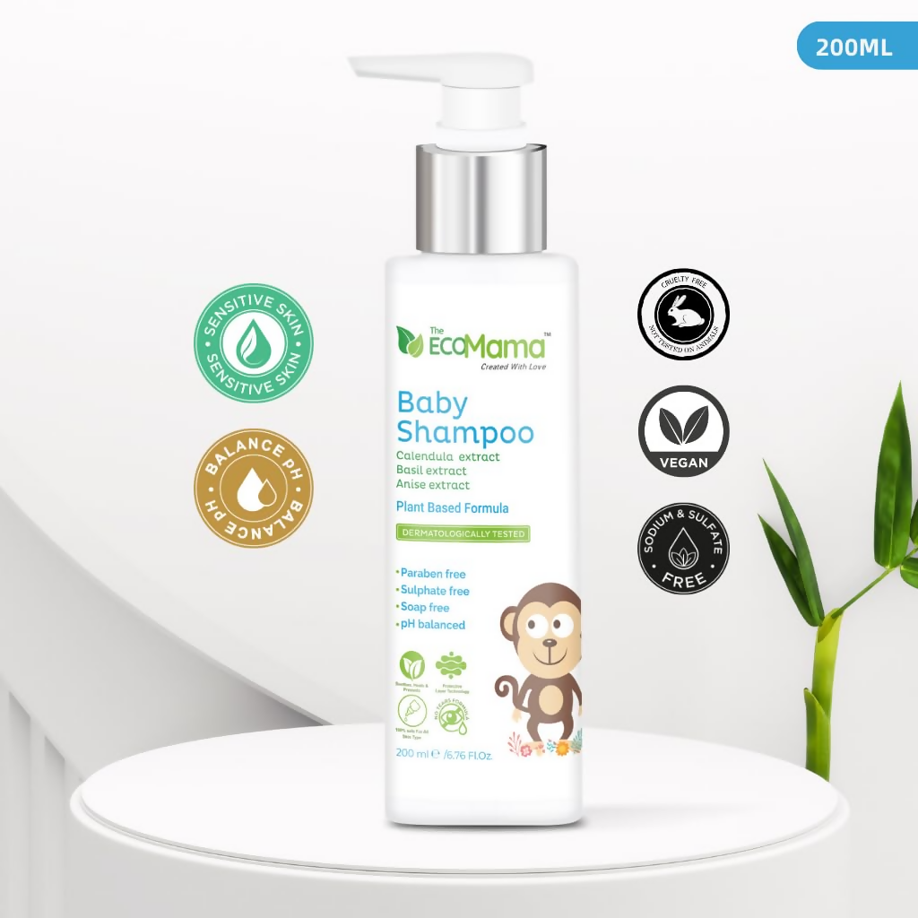 The Eco Mama Baby Shampoo With Aloevera, Basil Leaf Extract