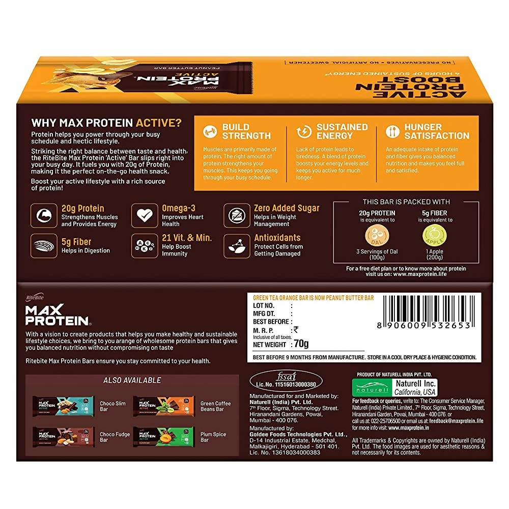 RiteBite Max Protein Active Peanut Butter Bar