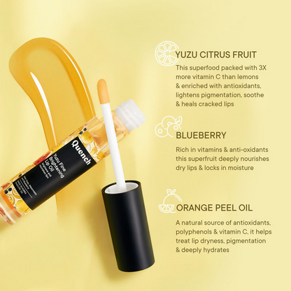 Quench Yuzu Citrus Brightening Lip Oil To Reduce Lip Pigmentation & Nourish Lips