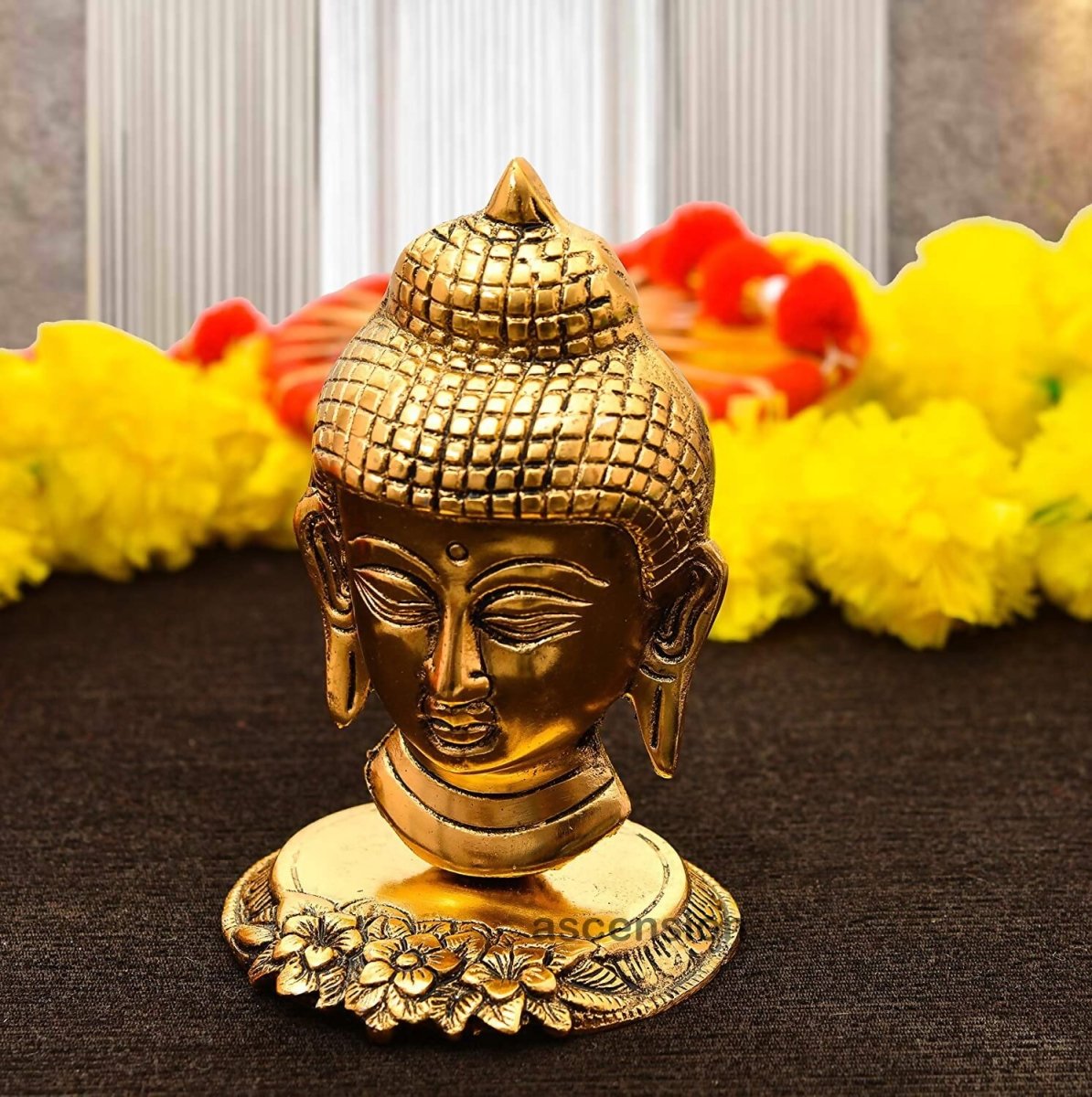 Buy Ascension Designer Oxidize Metal Decorative Golden Lord Buddha Head Idol