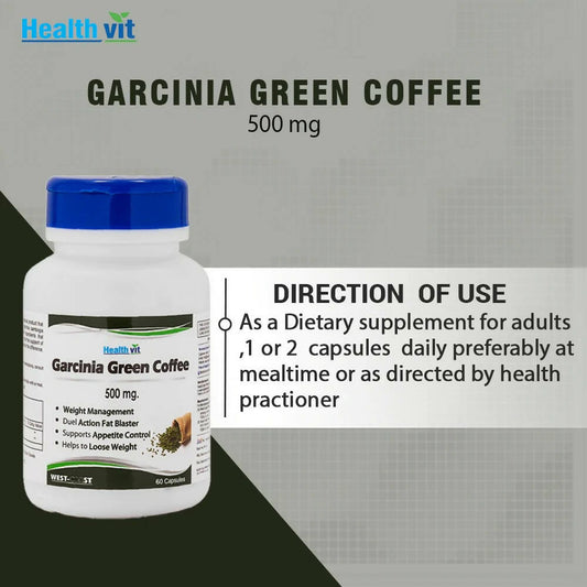 Buy Healthvit Garcinia Green Coffee Capsules from DrMediCart, Ship from India to USA