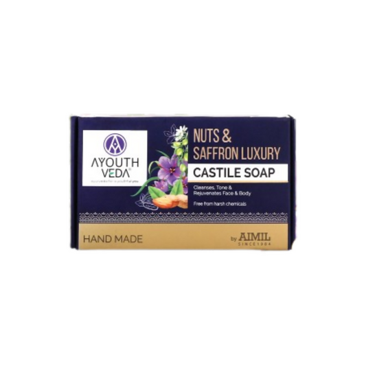 Buy Ayouthveda Nuts & Saffron Luxury Handmade Castile Soap from DrMediCart, Ship from India to USA
