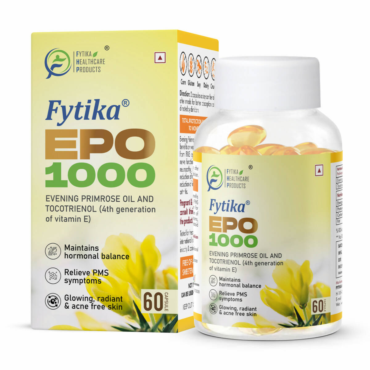 Buy Fytika Epo 1000 Evening Primrose Oil and Tocotrienol Capsules from DrMediCart, Ship from India to USA