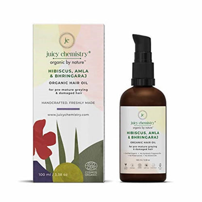 Juicy Chemistry Hibiscus, Amla & Bhringaraj Organic Hair Oil