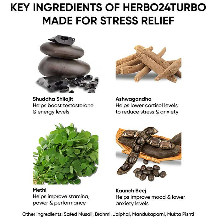 Dr. Vaidya's Herbo 24 Turbo Capsules For Stress Relief