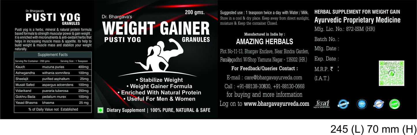 Dr.Bhargav’s Pusti Yog Weight Gain Safe Granules