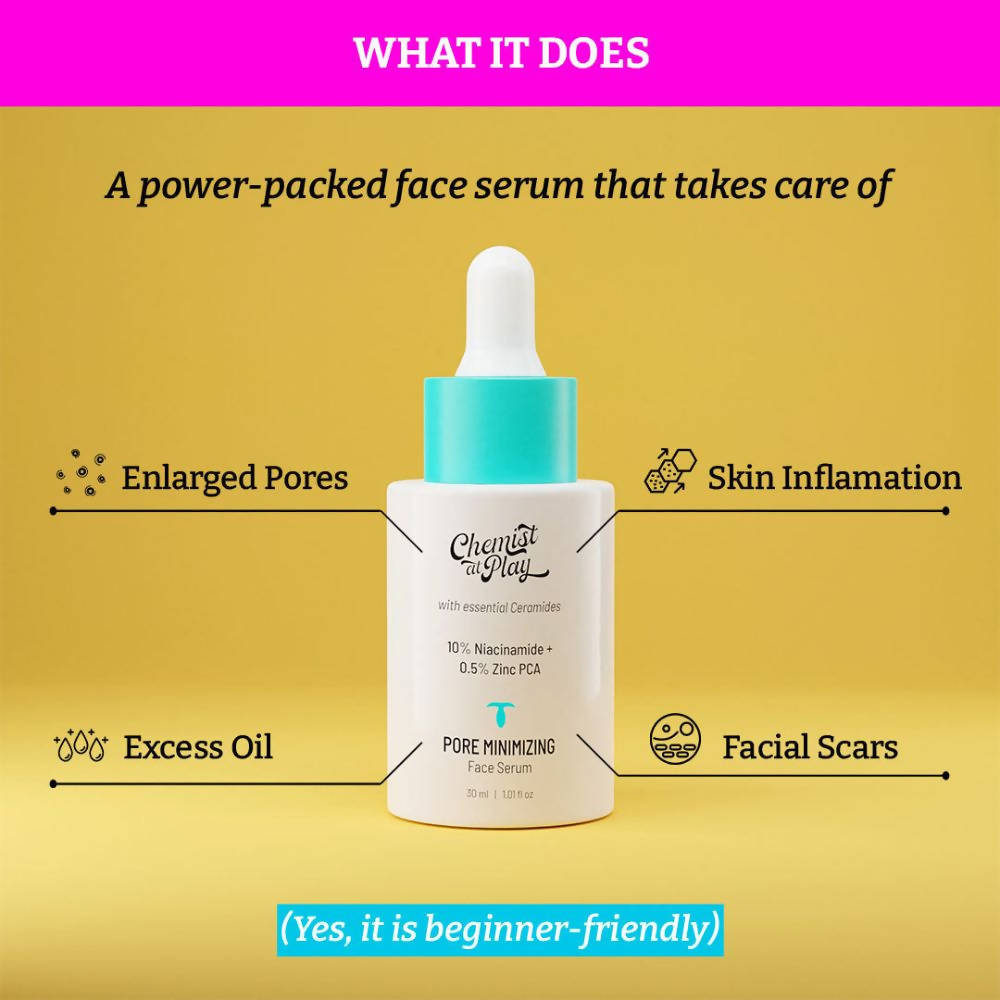 Chemist At Play Pore Minimizing Face Serum For Oily Skin with Visible Pores, Controls Excess Sebum, Oil Production
