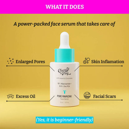 Chemist At Play Pore Minimizing Face Serum For Oily Skin with Visible Pores, Controls Excess Sebum, Oil Production
